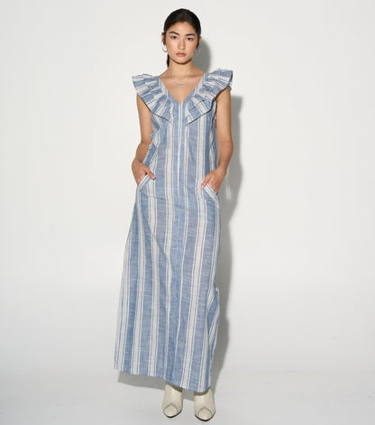 ALODIE stripe maxi dress with ruffles-2