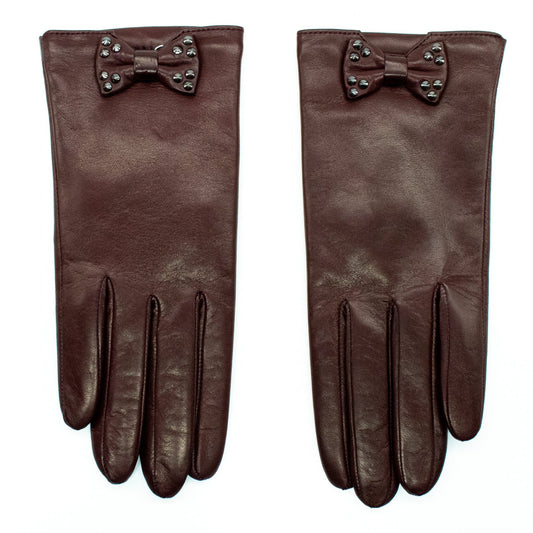 NAPPA LEATHER GLOVE WITH STUDDED BOW-0