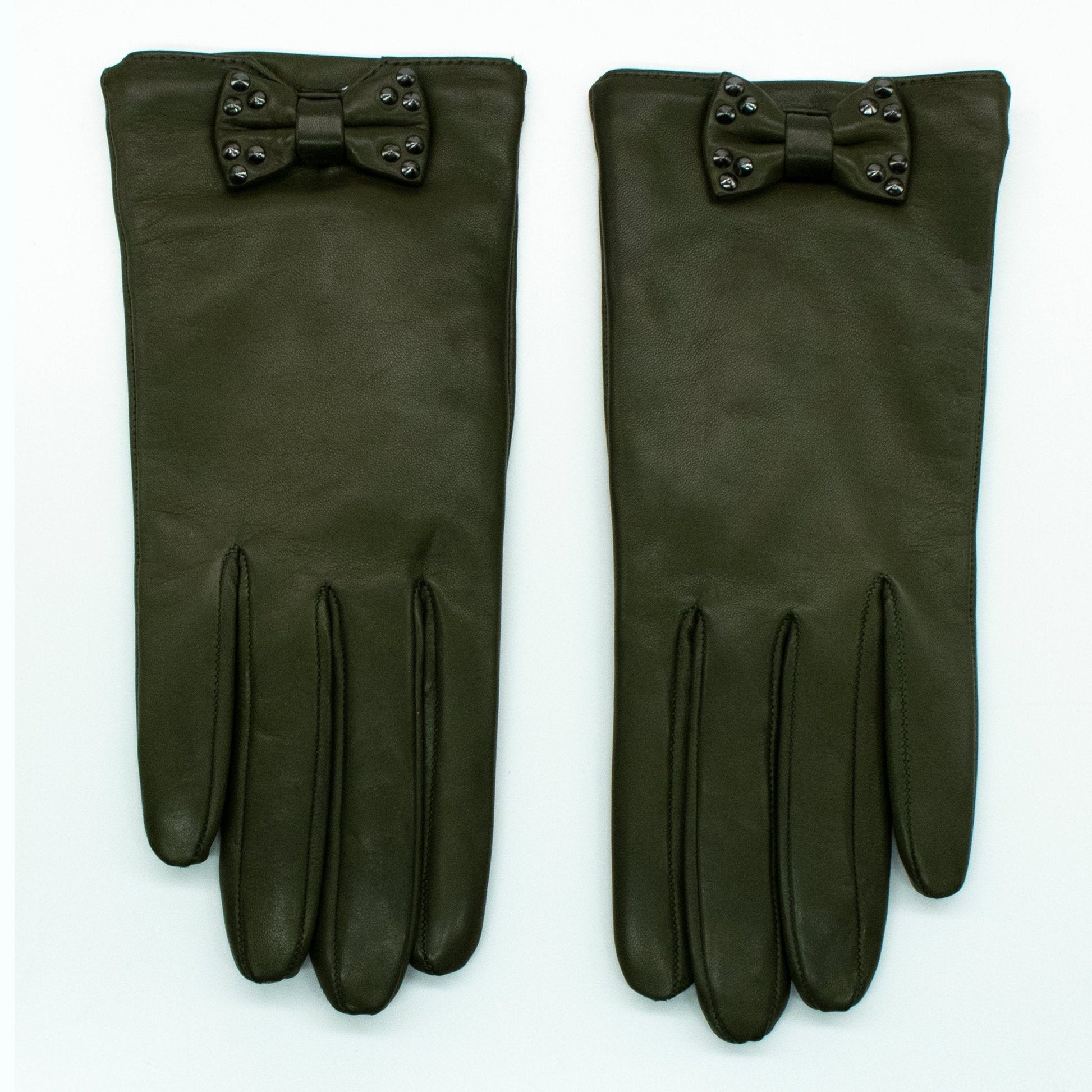 NAPPA LEATHER GLOVE WITH STUDDED BOW-1