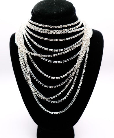 Diamond Cascade Statement Necklace-0