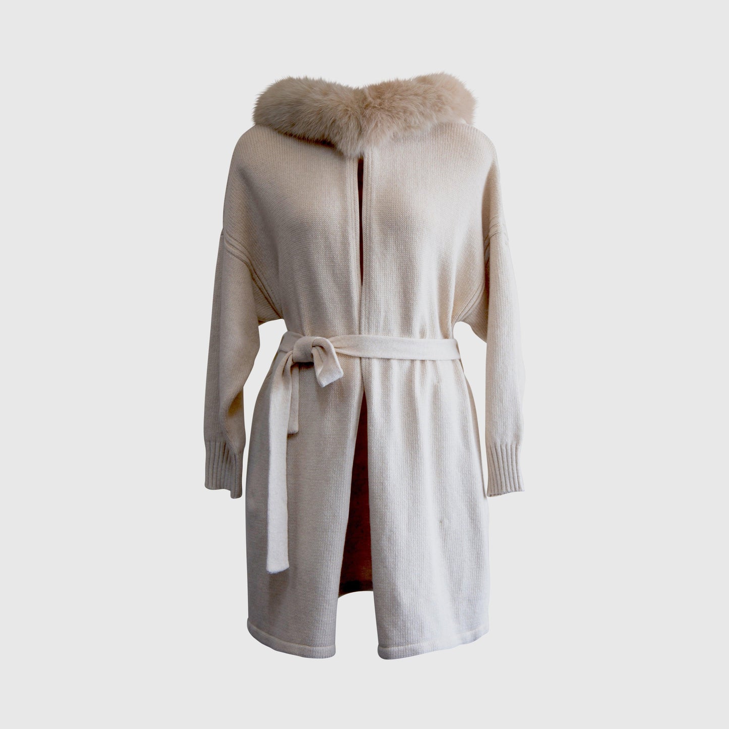 Cashmere Wrap Cardigan with Fox Fur-0