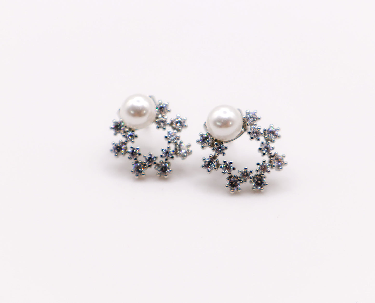 Pearlescent Elegance White Gold Earrings-0