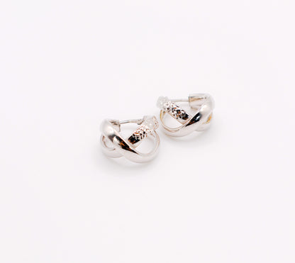 Italian Twisted Duo Silver Hoop Earrings-4