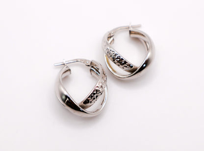 Italian Twisted Duo Silver Hoop Earrings-2