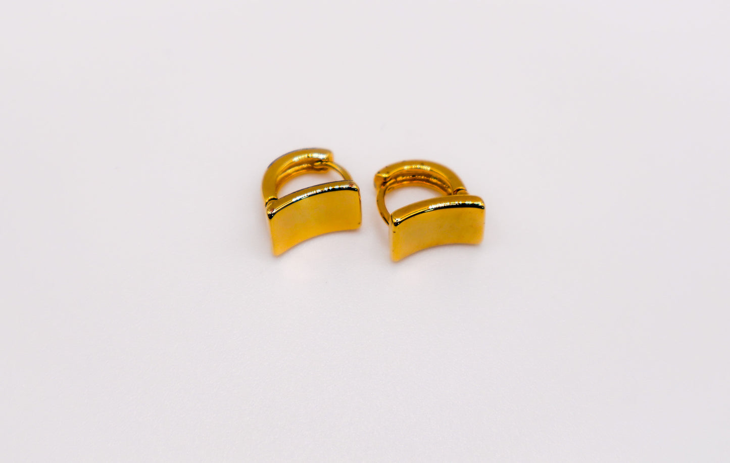 Golden Lock Rectangle Earrings-2