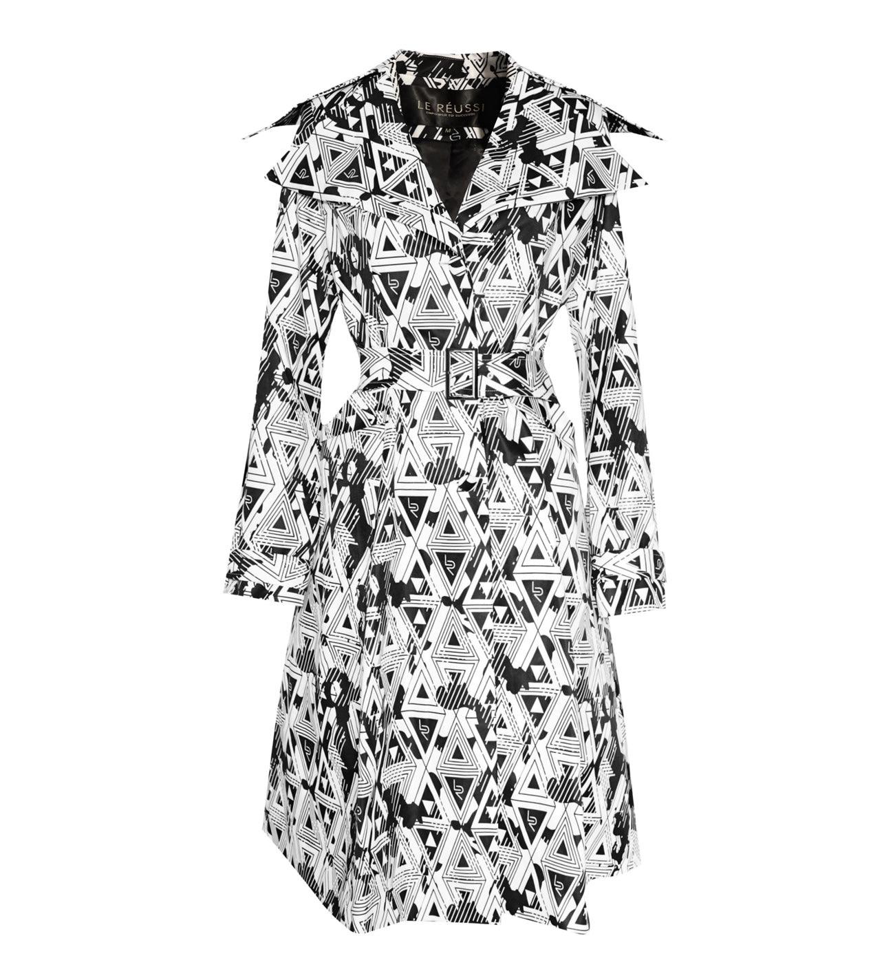 Amour Geometric Long Trench Coat-0