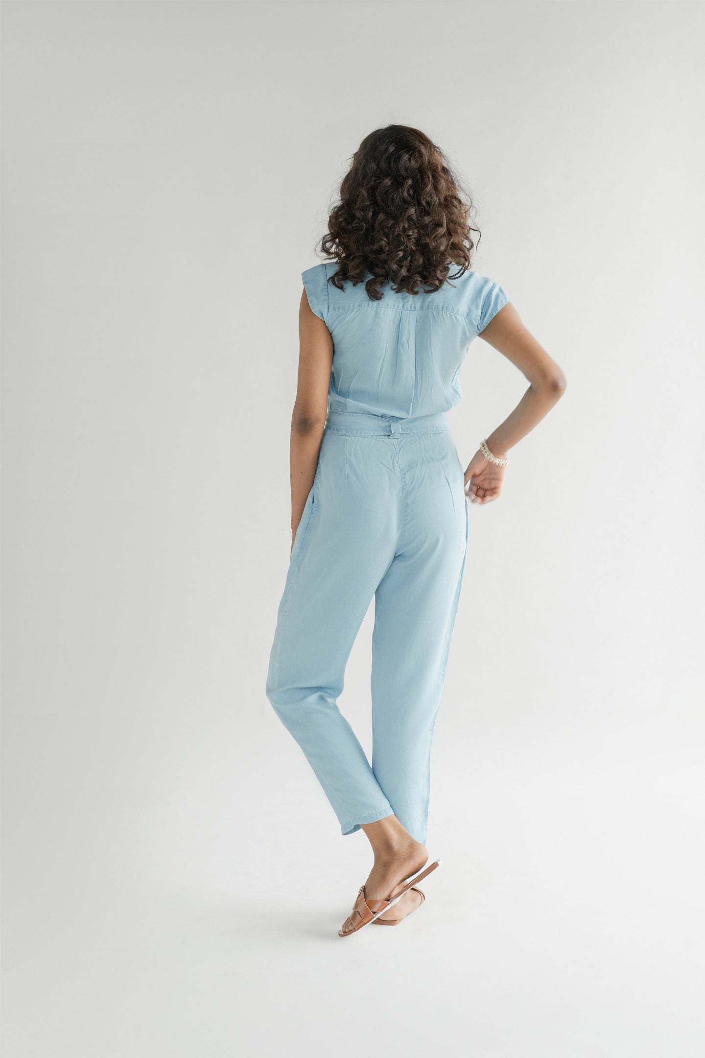 Evening Chai Jumpsuit in Blue Denim-1