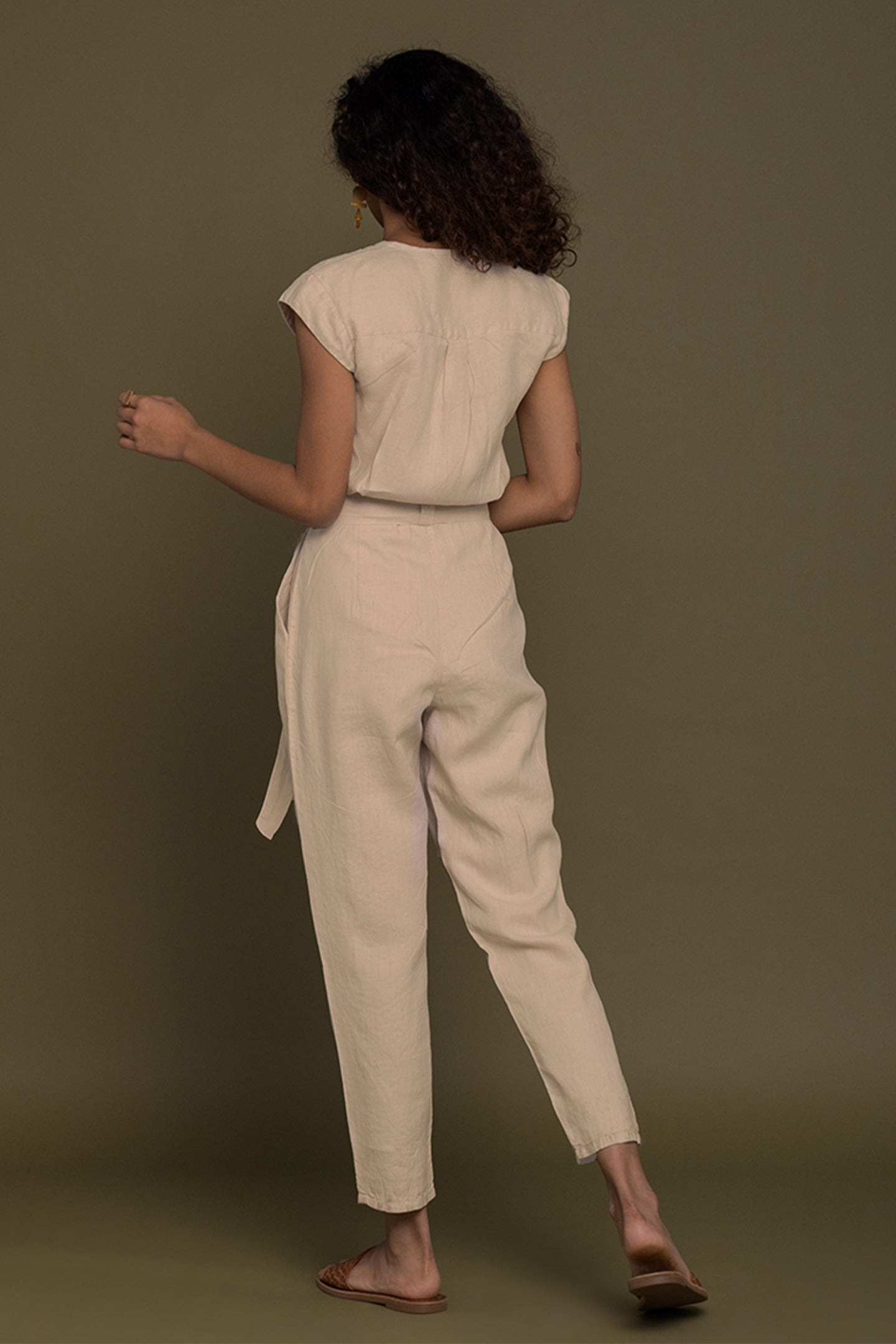 Evening Chai Jumpsuit in Sand Beige-1