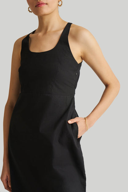 Fitted Knee Length Dress in Black-4