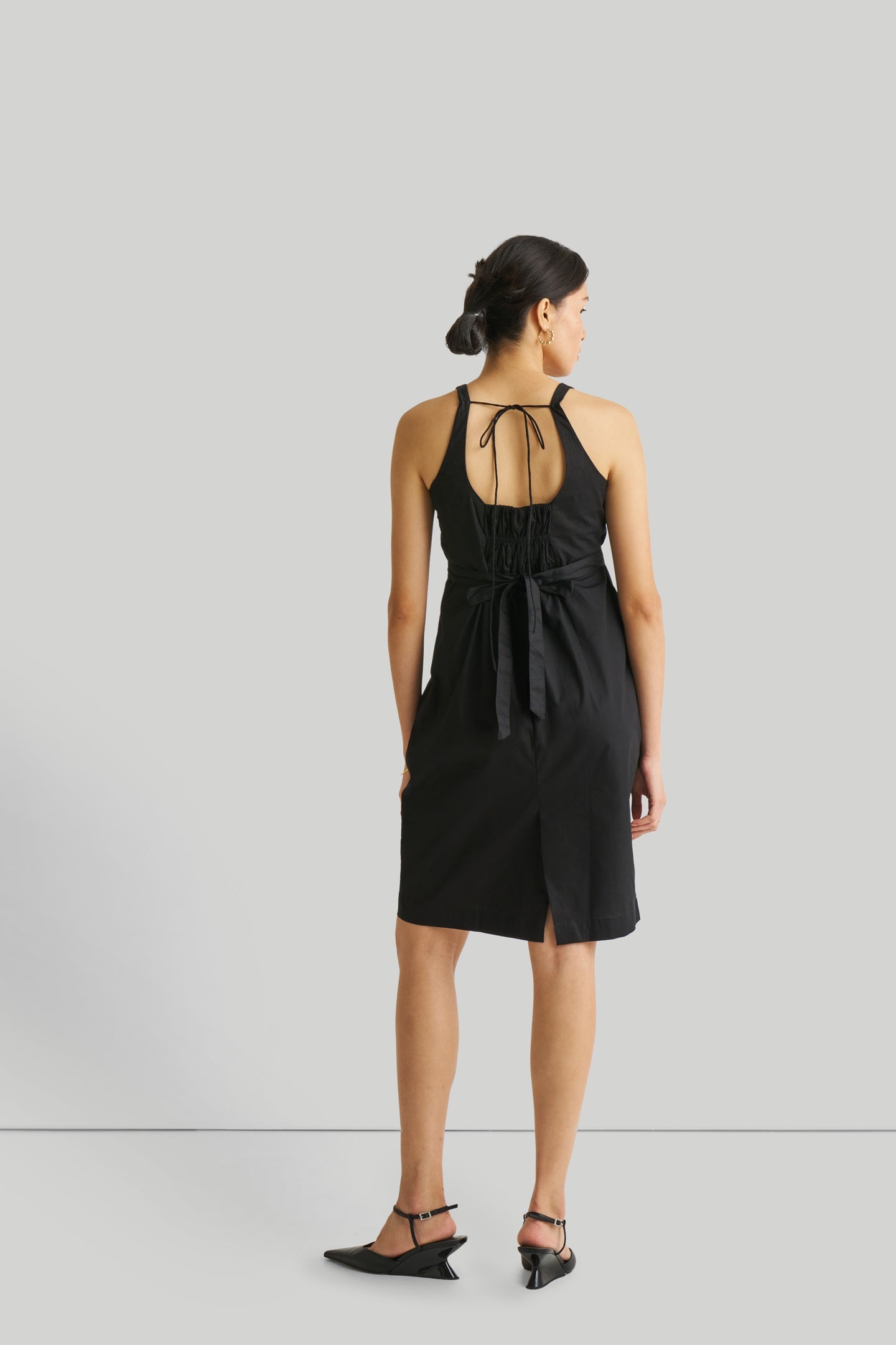 Fitted Knee Length Dress in Black-1