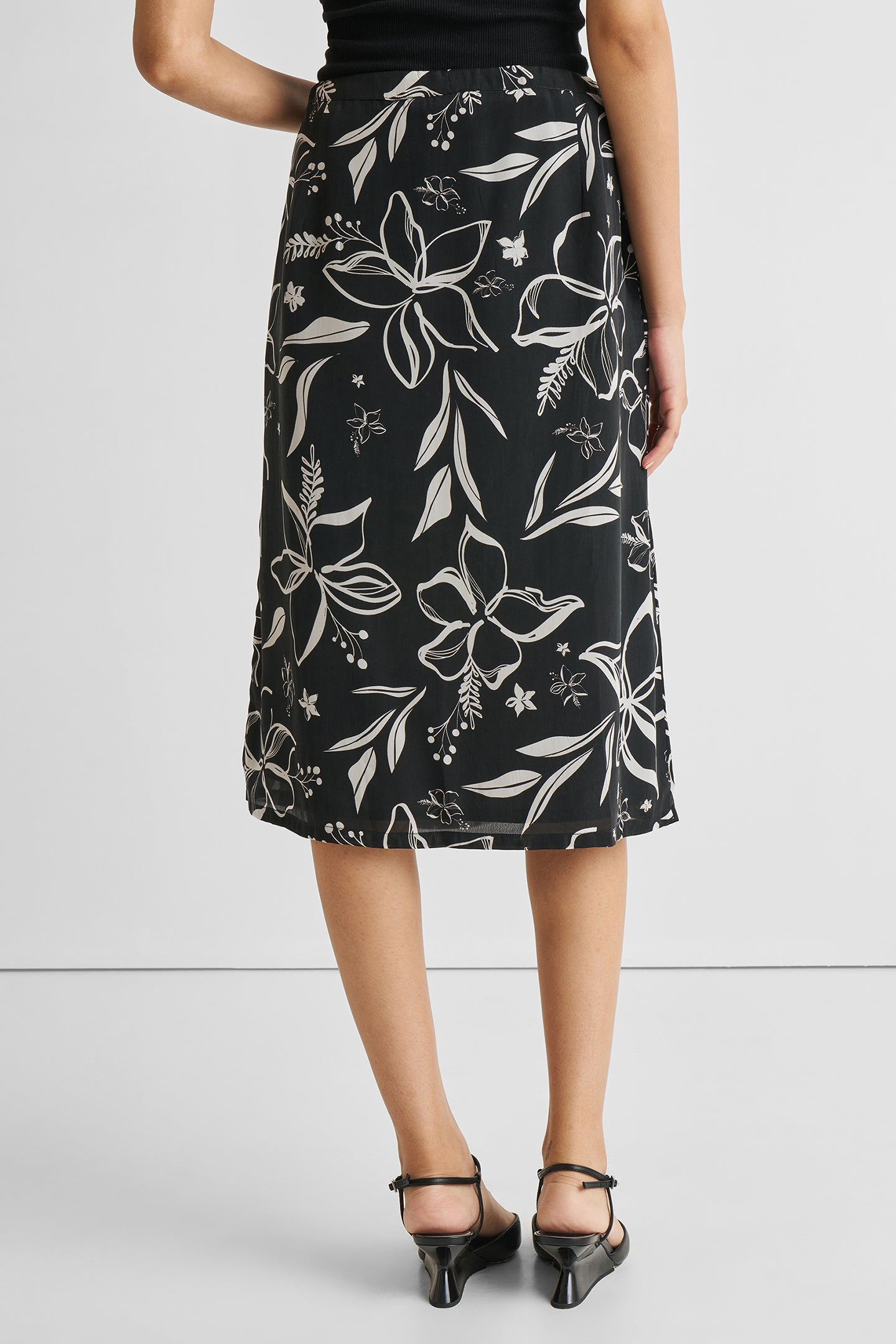 Floral Skirt with Front Slit-2