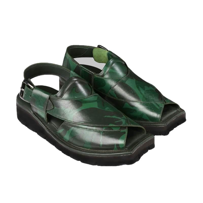 Marker Camo Mens Cowhide Genuine Eco Leather Sandals Peshawari Chappal-3