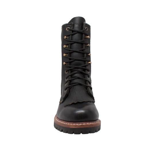 Men's 10" Black Fireman Logger Leather Boots-4