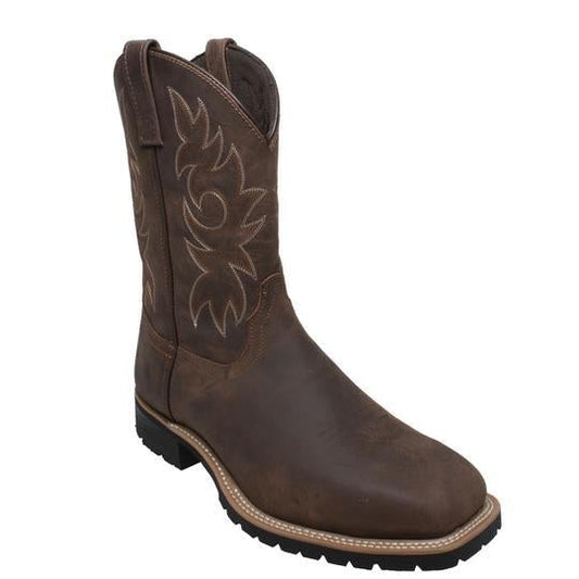 Men's 12" Steel Toe Work Western Brown Leather Boots-0