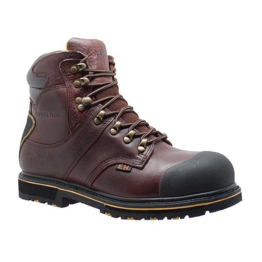 Men's 6" Steel Toe Waterproof Work Boots Dark Brown Leather Boots-0