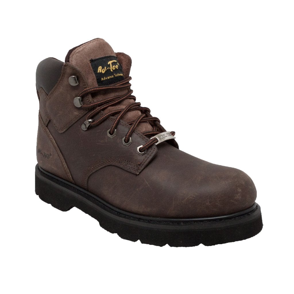 Men's 6" Steel Toe Work Boot Brown Leather Boots-1