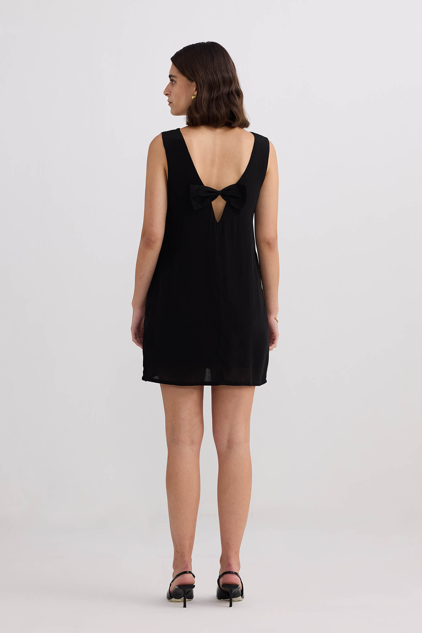 Midnight Muse V-neck Short Dress in Black-1