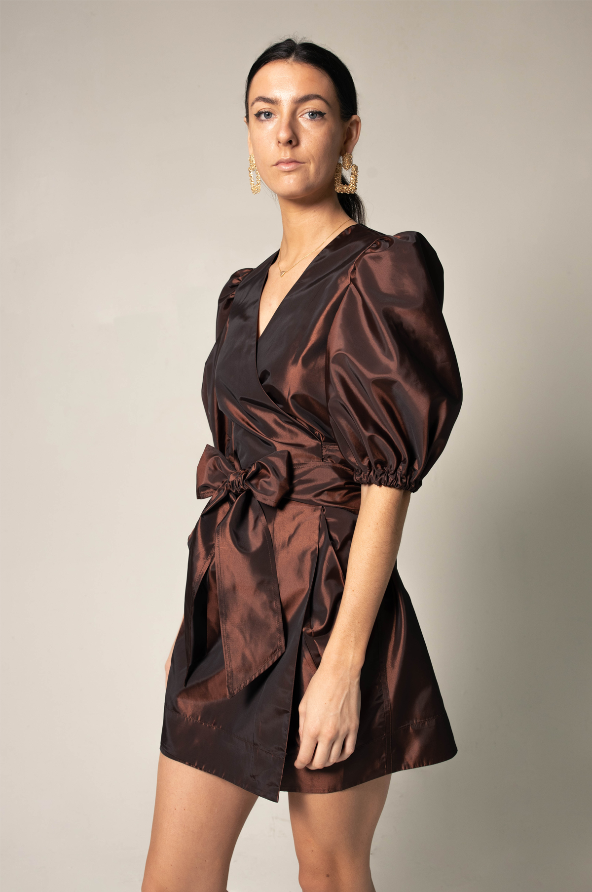 Power Bordeaux Red Wrap Dress-1