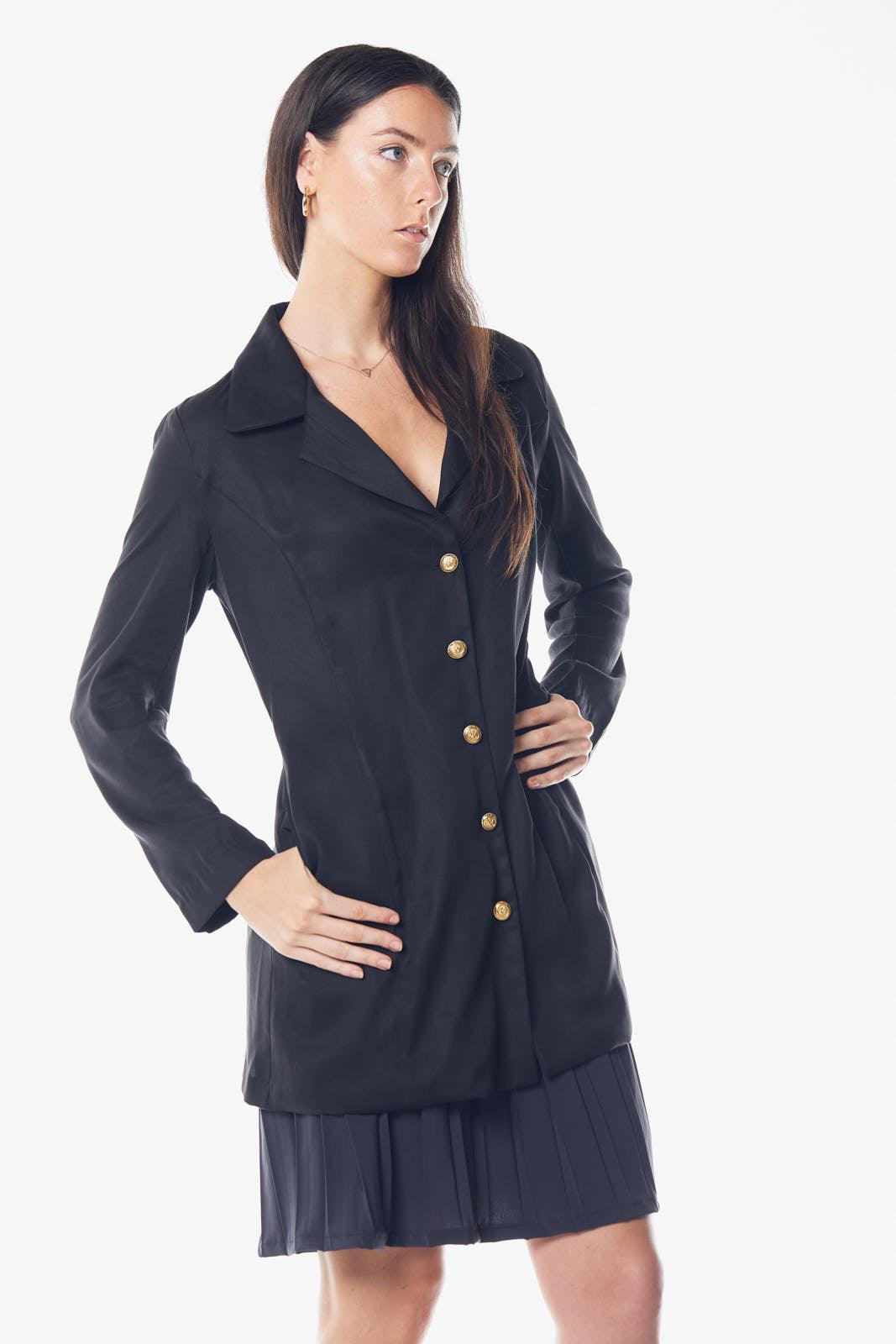 The Grace Long Blazer Dress in Black-2