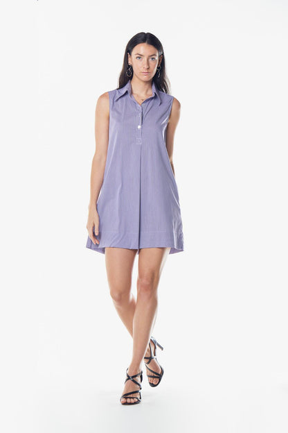 Italian Cotton Sleeveless Dress in Purple-1