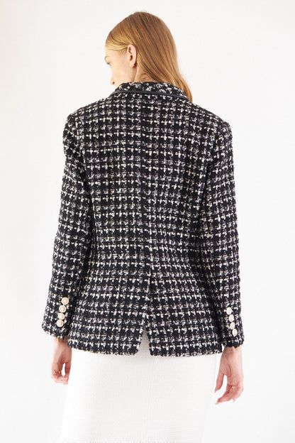 Black & White Tweed Checkers Blazer-3