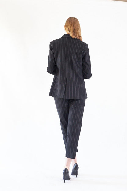 Black Pinstripes Blazer-4