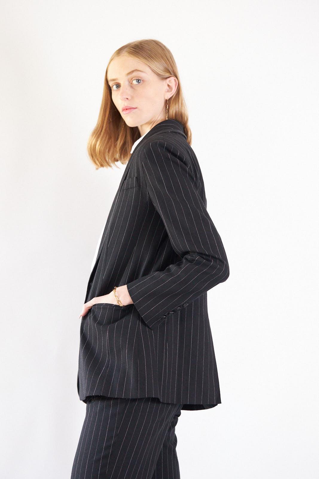 Black Pinstripes Blazer-3