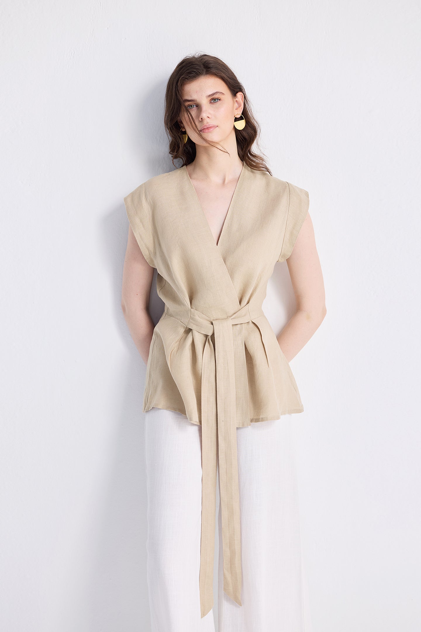 Power Moves Short Sleeve Top in Neutral Beige-3