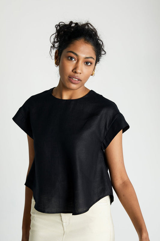 Sandcastle Saturdays Top in Black-0