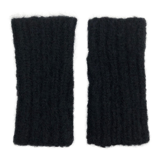 Black Ribbed Alpaca Gloves-0