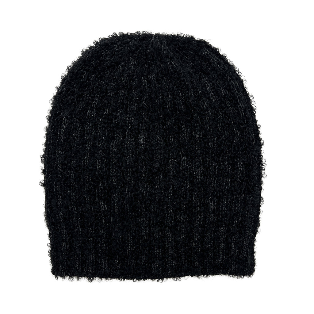 Black Loop Knit Alpaca Beanie-2