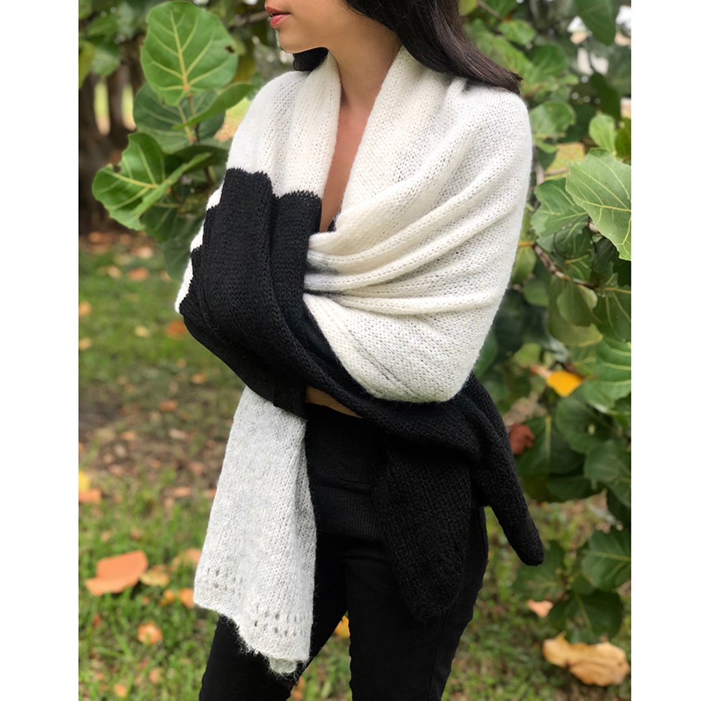 Color Block Alpaca Wrap Scarf-3