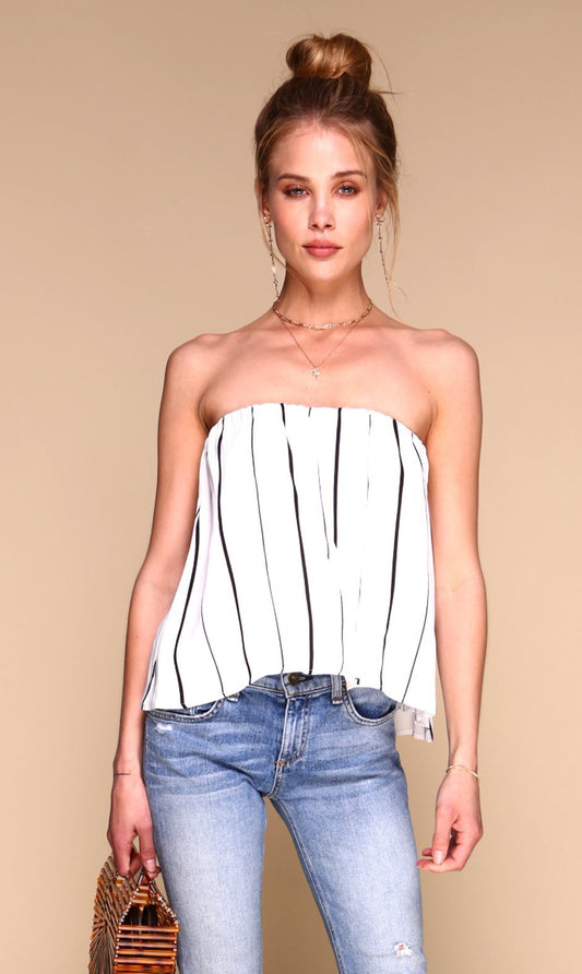 Blossom Top | White with Black Stripes-0