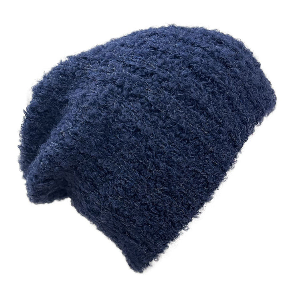 Navy Loop Knit Alpaca Beanie-0