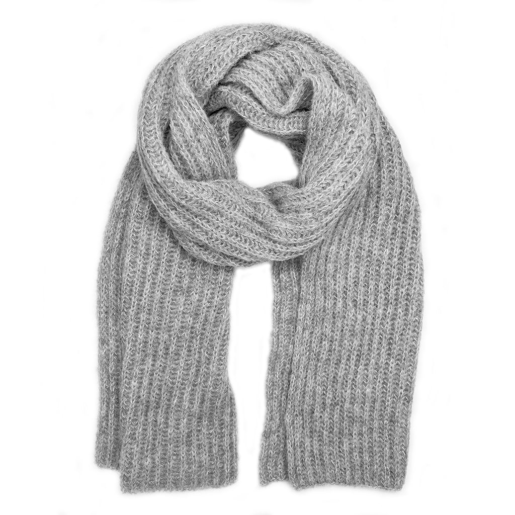 Chunky Gray Knit Alpaca Scarf-0