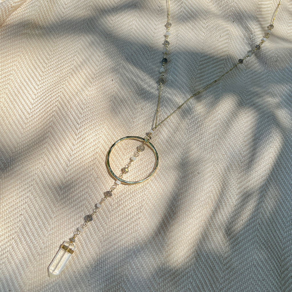 Crystal Halo Y Necklace-3