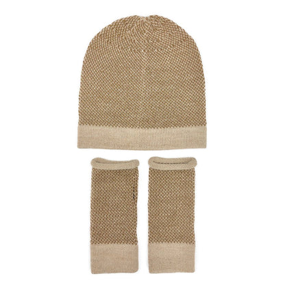 Camel Interwoven Alpaca Beanie-3