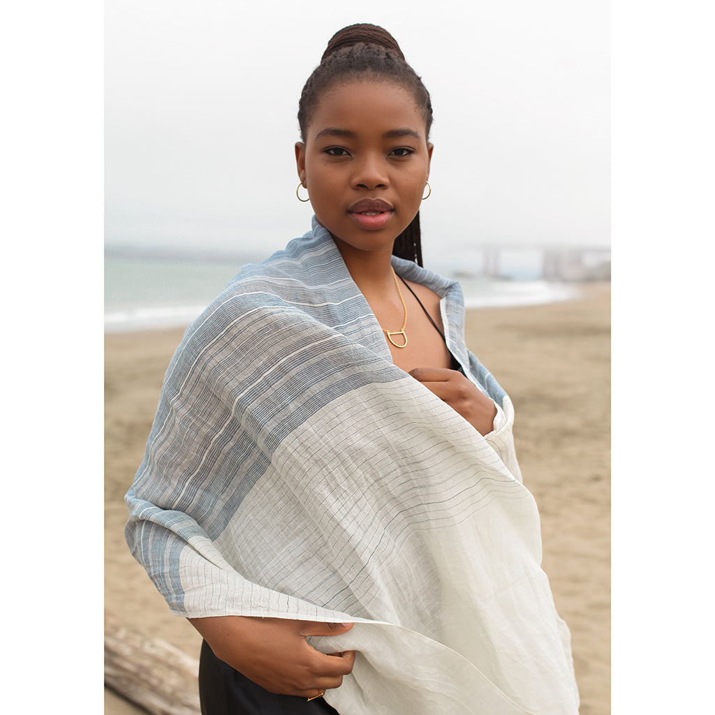 Linen Cotton Blend Wrap Scarf-2