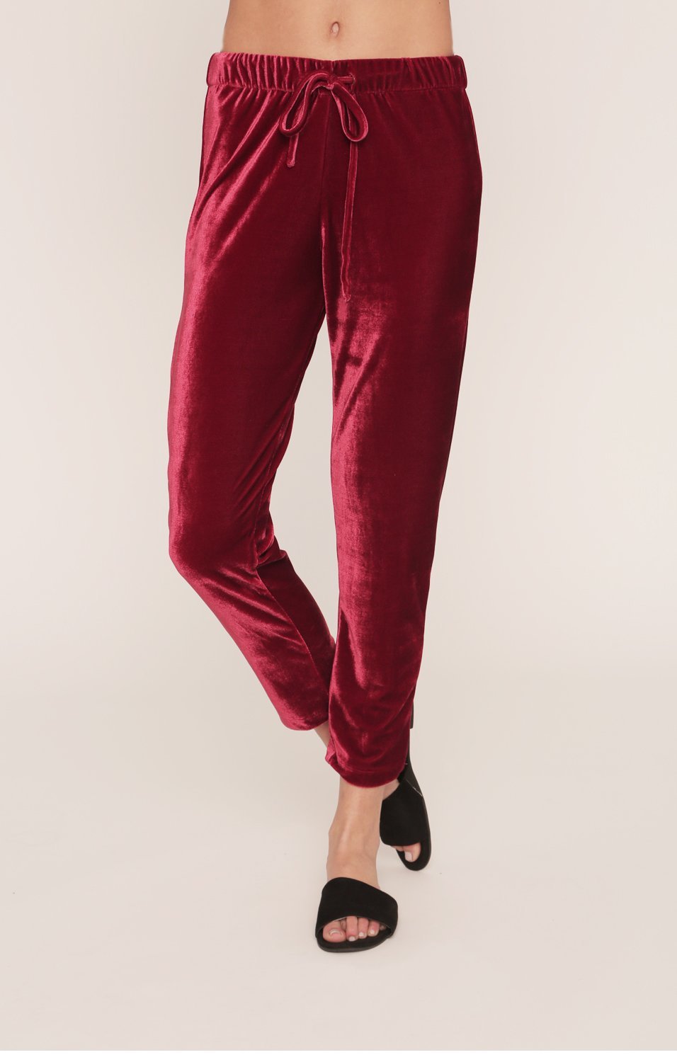 Jagger Joggers | Red Velvet Pants | Sangria Red-4