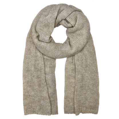 Soft Beige Handwoven Knit Alpaca Scarf-0