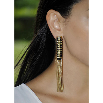 Silver Temple Tassel Earrings-2