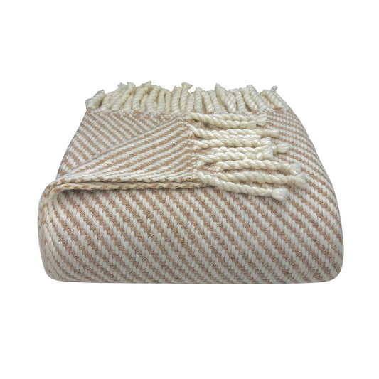 Chunky Camel Stripe Alpaca Throw-0